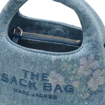 THE MICRO CROSSBODY SACK BAG IN ANTIQUE FLORAL DENIM